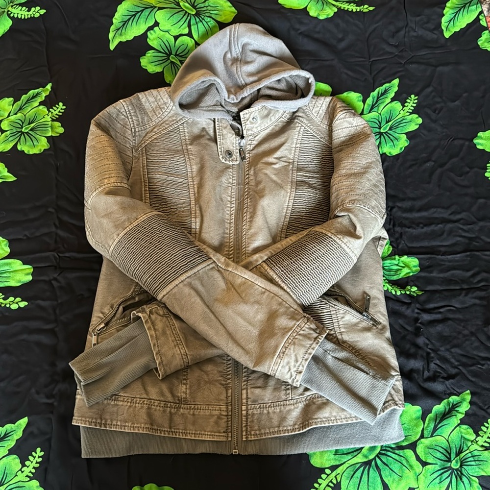 Moto jacket with hoody